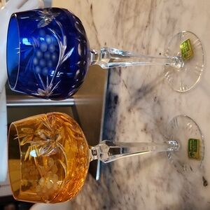 LAUSITZER RÖMER LEAD CRYSTAL WINE GLASS MOUTH BLOWN HAND CUT MADE N GDR
